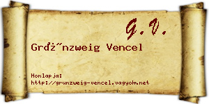 Grünzweig Vencel névjegykártya